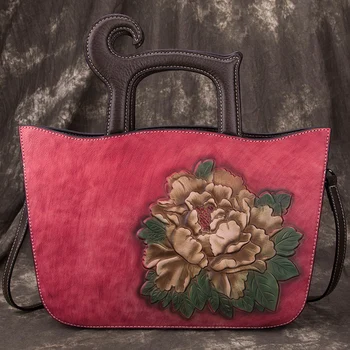 

Luxury Women Genuine Leather Handbags Ladies Retro Elegant Shoulder Messenger Bag Cow Leather Handmade Womans Bags