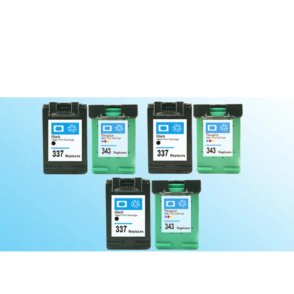 6 шт. для 337 343 совместимый картридж с чернилами для hp337 для hp343 Photosmart C4180 C4190 2575 8050 D5160 с чернилами hp Deskjet 6940 D4160