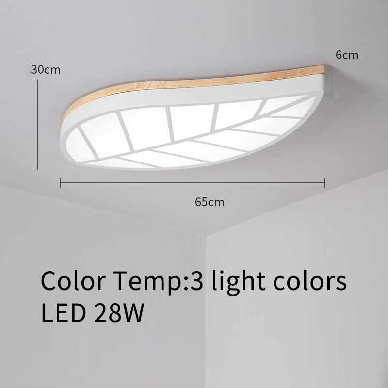 LED Nursery ceiling lights leaves design wood ceiling lampS white blue color for kids babys room nordic hallway light fixtureS - Цвет корпуса: 3 LIGHT COLORS