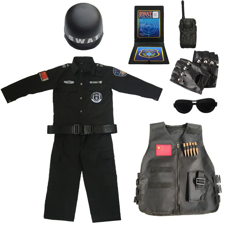 SWAT Team Jumpsuit Vest Halloween Police Officer Force Costume Adult Men