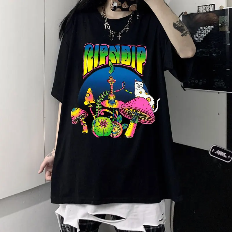 Harajuku y2k street top lady cute cartoon comic girl letter print Japanese casual fashion T-shirt trendy female