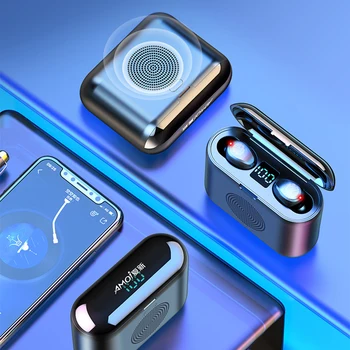 

F9 Bluetooth Earphone 5.0 TWS Touch wireless Headphones Stereo LED Power Display Charging Box noise canceling headphone