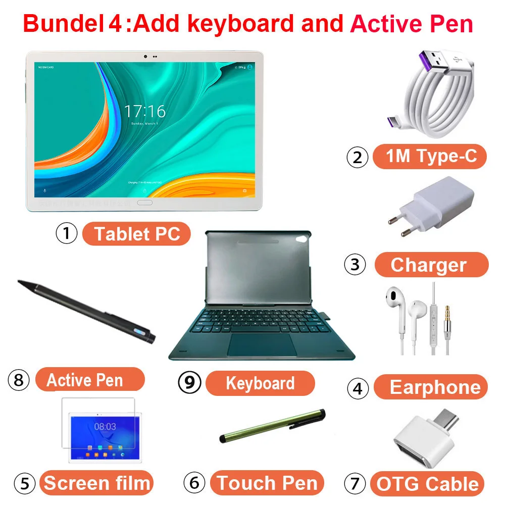 2 IN 1 Tablet With Keyboard Graphic Tablet With GPS Navigation 10.5 Inch Android 4G Tablet Type c 10 Cores 13MP MT6797 Deca Core 