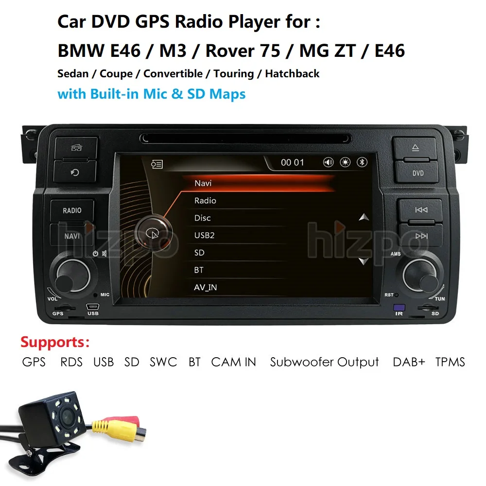 7 &quotдвойной 1Din Стерео DVD плеер навигации для BMW E46 M3 с GPS Распознавание отпечатков