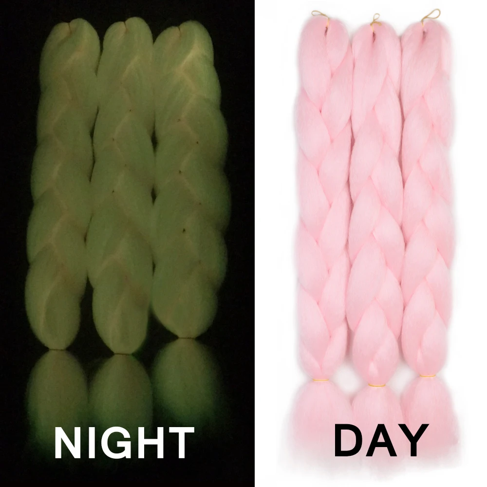 light pink Яркий розовый вязаный светильник, Длинные Синтетические косички 24 дюйма, блестящие волосы для косплея, вечерние волосы для девочек и женщин - Цвет: light pink
