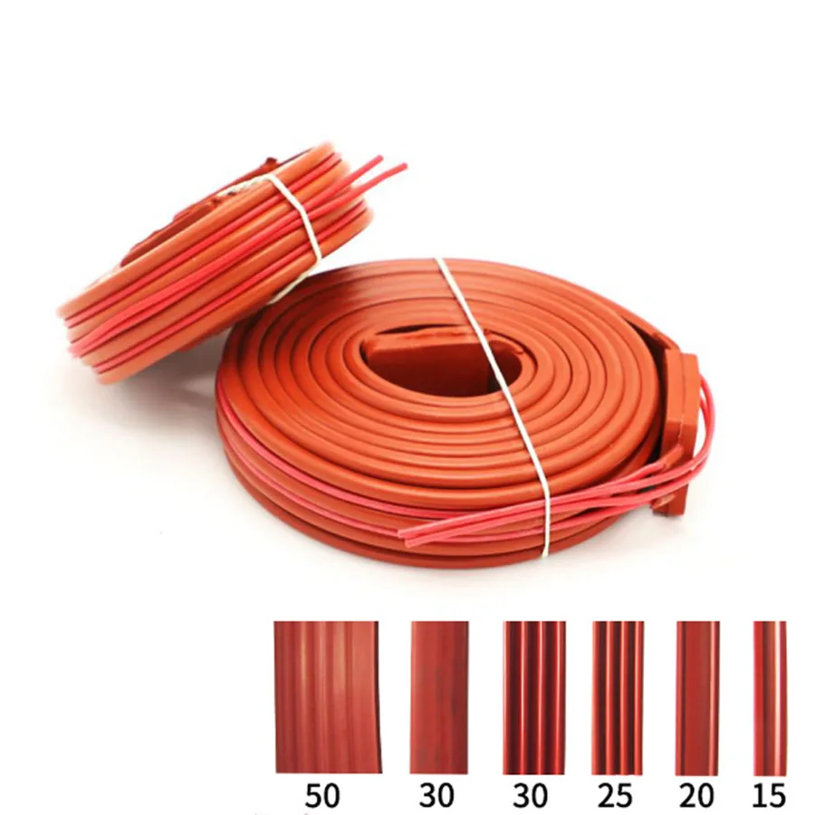 220V 15/25/30/50mm Width 1 2 3 4 5 - 20 Meters Length Waterproof Flexible Silicone  Heater Strip Belt Freeze Protection - AliExpress