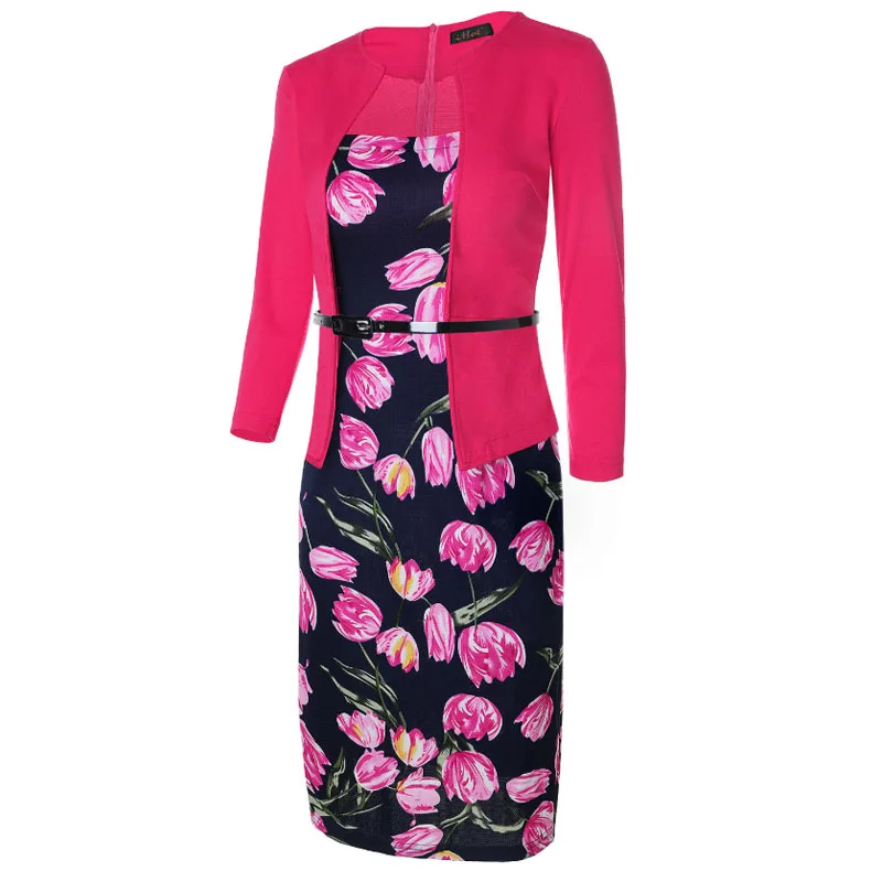 Formal Slim Office Ladies Dress Women Square Collar Puff Sleeve Pencil Dresses Autumn Spring High Waist Sashes Womens Dress