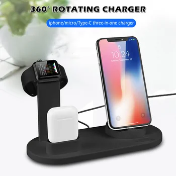 

3 in 1 Charging Dock Holder For Apple Watch iPhone X XS XR MAX 7 8 Plus Airpods Dock Wireless Charger Stand Station Mounts Base