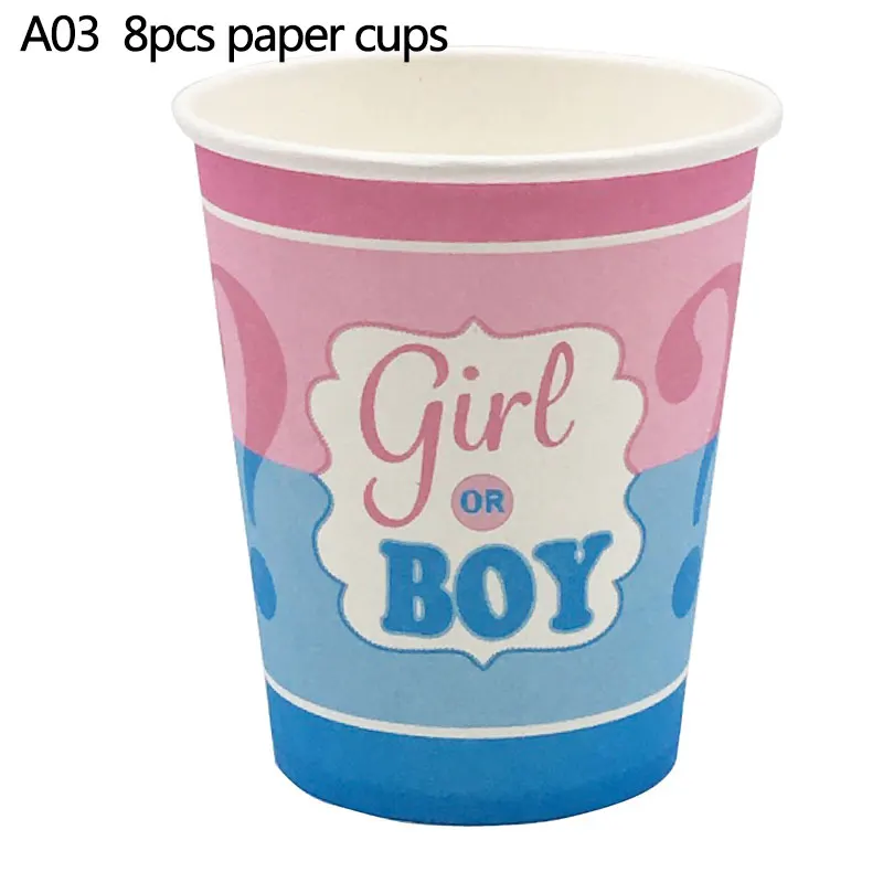 C03-8pcs cups Пол раскрывает вечерние украшения мальчик или воздушный шарик для девочек одноразовая Праздничная посуда детский душ детская вечеринка на день рождения украшения - Цвет: C03-8pcs cups