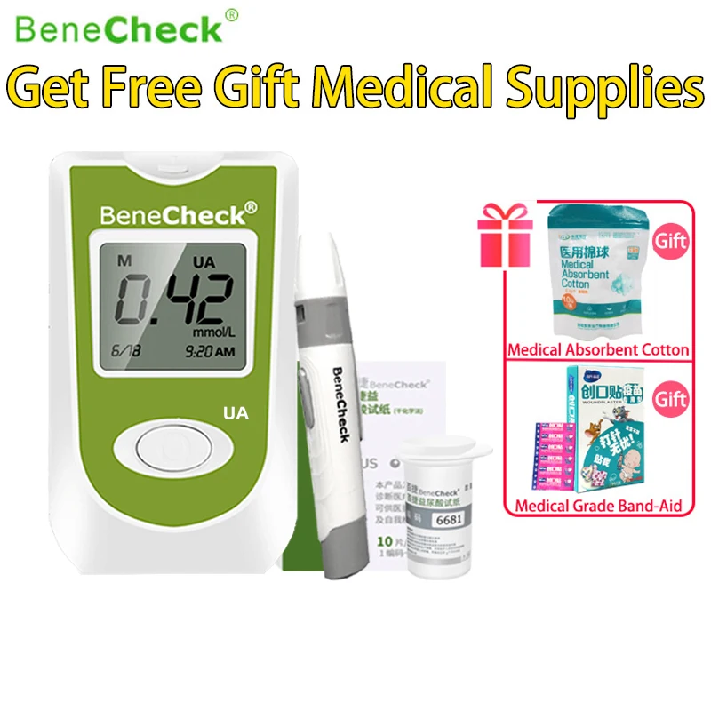 Benecheck Uric Acid Automatic Meter 10pcs Test Strips And Lancets Needles For Uric Acid Measurement Of Gout Monitor Included Blood Glucose Aliexpress