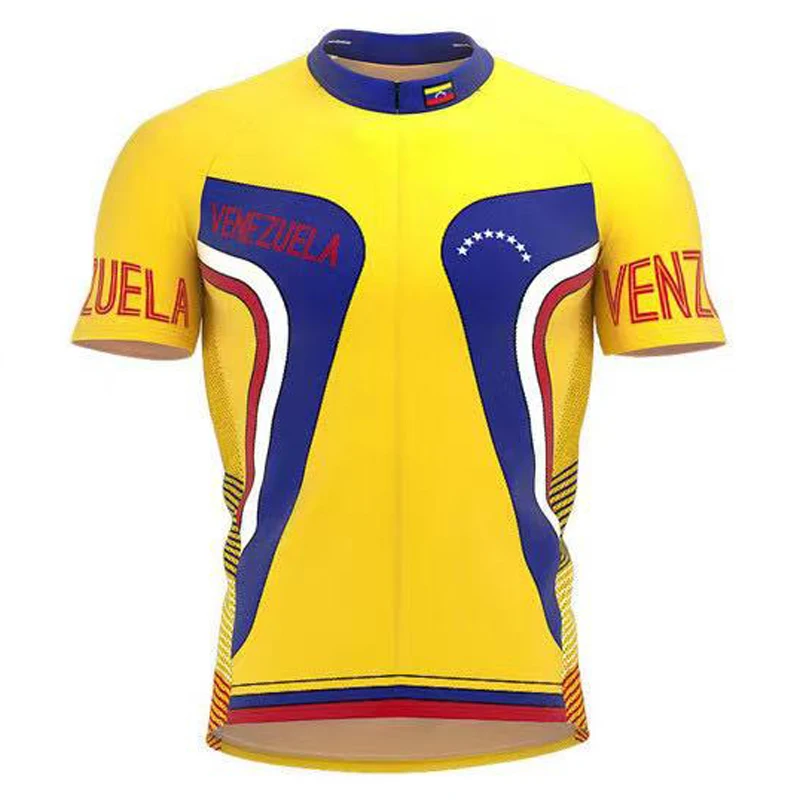 

NEW Men's VENEZUELA National Flag Cycling Jerseys Short Sleeve Yellow Uniform Bicycle Clothing Wear Ropa Ciclismo Maillot