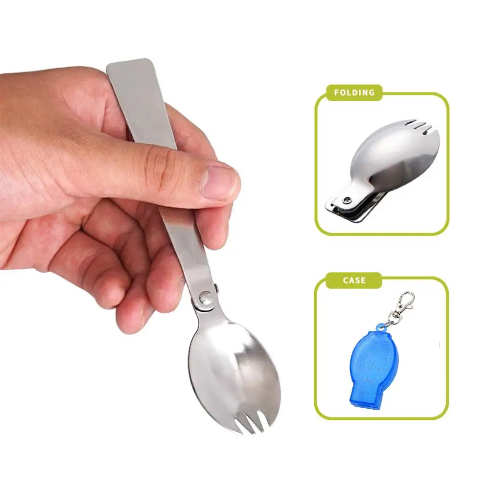 Portable Mini Tableware Folding Spoon Stainless Steel Cutlery for Outdoors Camping Barbecue Picnic