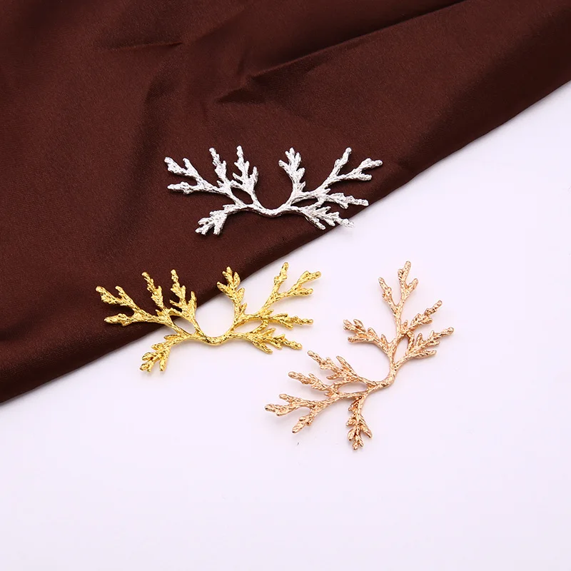 

40PCS 54*26mm Fashion Metal Alloy Branch KC Gold Silver Gold Branch Connectors Charm For Jewelry Making