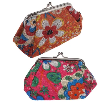 

2 Pcs Women Fashion Cute Wallet Keys Pouch Coin Purse (Rose Red & Orange)
