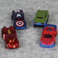 Figuras de acción de superhéroes para niños, juguete de coche de Capitán América, Spiderman, modelo de coche de aleación, regalo de cumpleaños