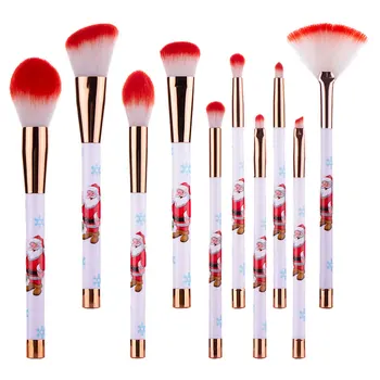 

10Pcs Christmas Xmas Cosmetic Makeup Brush for Foundation Eyebrow Eyeshadow Lip