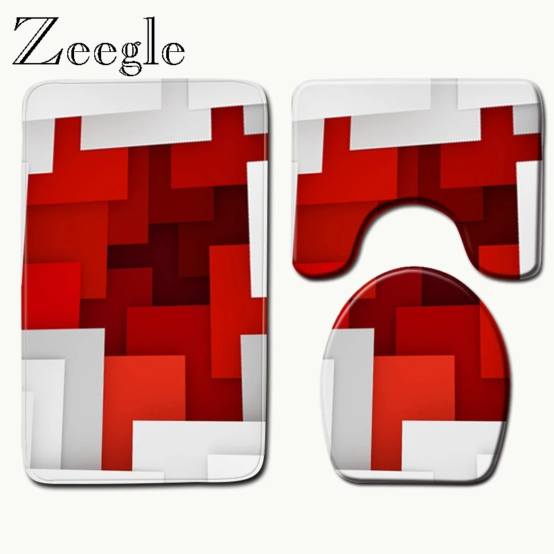 Zeegle 3D геометрический узор Коврик для душа микрофибра коврик для ванной комнаты Туалет ковер для душа нескользящий коврик для ванной комнаты