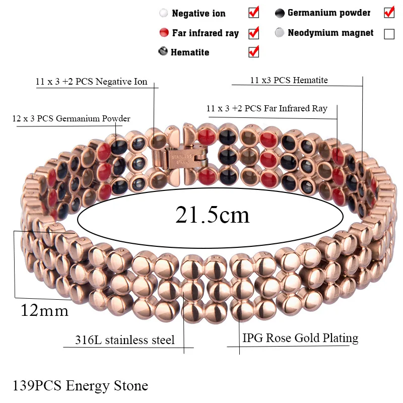 Kopen 66 PCS Magnetische Afslanken Armband Zilver Germanium Armbanden Mode Mannen Vrouwen Sieraden Gezondheid Afslanken Producten