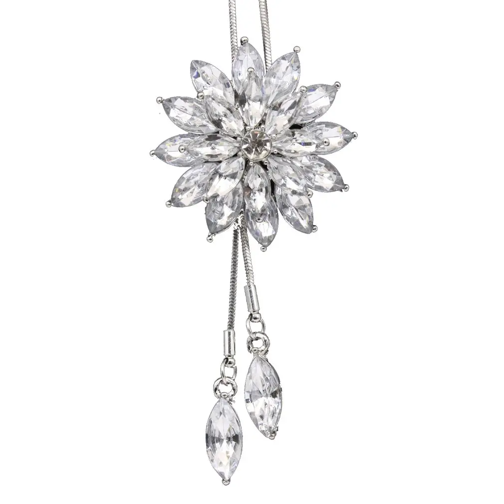 Snowflake Long Necklace Sweater Chain Fashion Fine Metal Crystal Rhinestone Flower Pendant Necklaces |