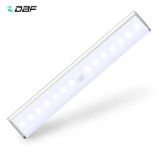 [DBF] 14 светодиодный s перезаряжаемый PIR датчик движения светодиодный ночник лампа с для освещение прохода коридора лестница магнитная полоса настенное освещение