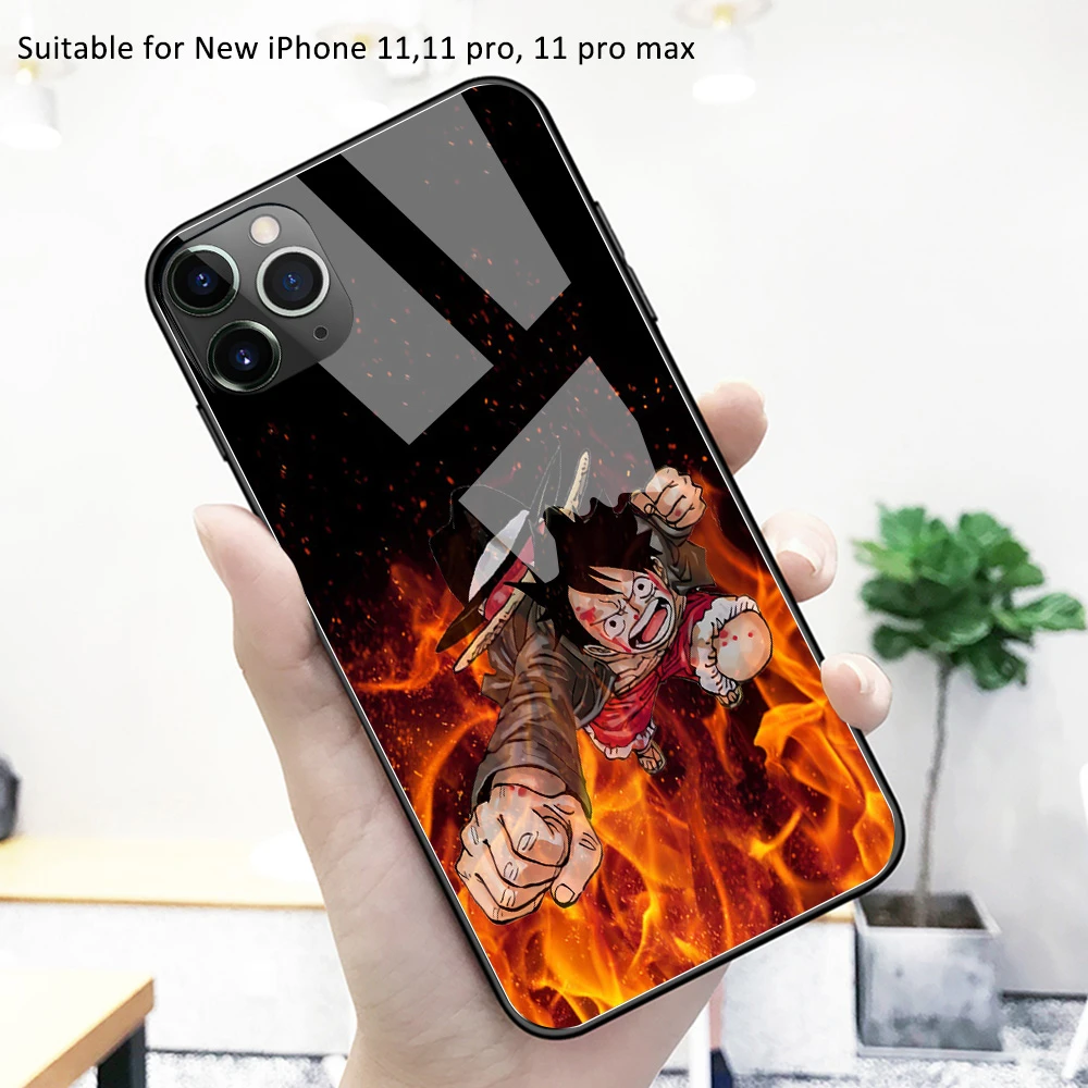 Anime Case For Iphone 13 Pro Max Case Glass Back Cover Case Cartoon Cover For Iphone 11 12 13 Pro Max 12 Mini Phone Case Covers Aliexpress