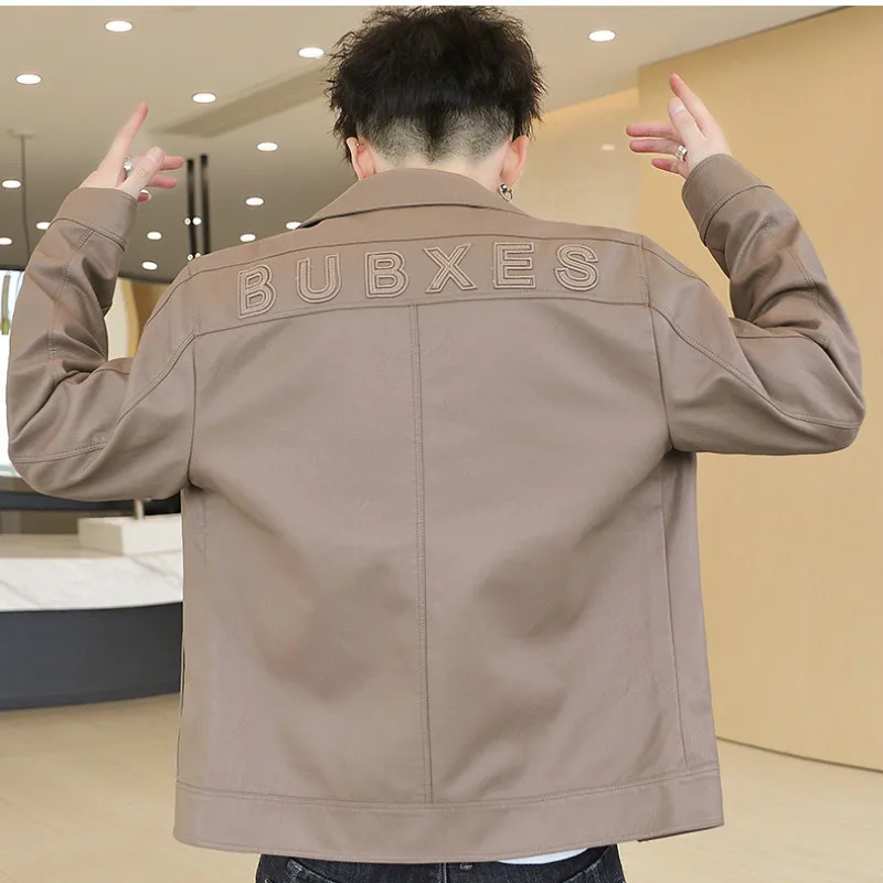 

Mens Jacket PU Leather Jacket Men Coat Motorcycle Letter Jacket Fashion Coat Autumn Winter Coat Plus Size M-4XL