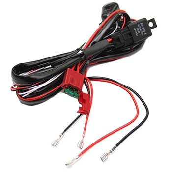 

2M Auto Car Cable Wiring Harness Kit with 40A 12V ON/OFF Switch Relay Blade Fuse for 72W-300W 2 LED Light Bar Fog Lamp