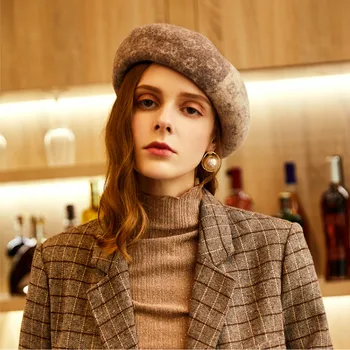 

H783 Girl Beret Hat Autumn Winter Fashion Warm Shopping Cap Women British Vintage Korean All-match Party Casual Berets Hats