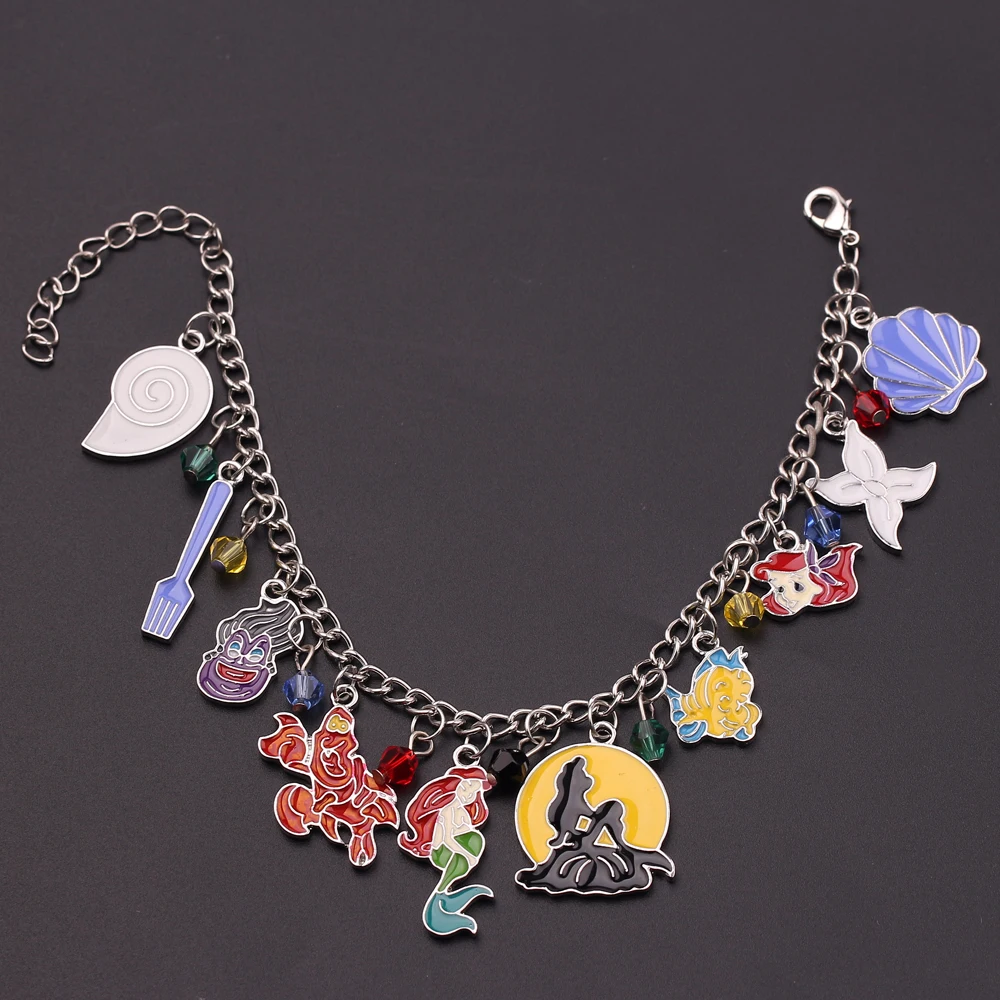 Disney The Little Mermaid Movie Inspired Bracelet Jewelry Conch Crystal Beads Charm Bracelets Fashion Jewelry Joyas de muje Bracelet Jewelry Shell Charm Bracelets Movie Jewelry Ornament