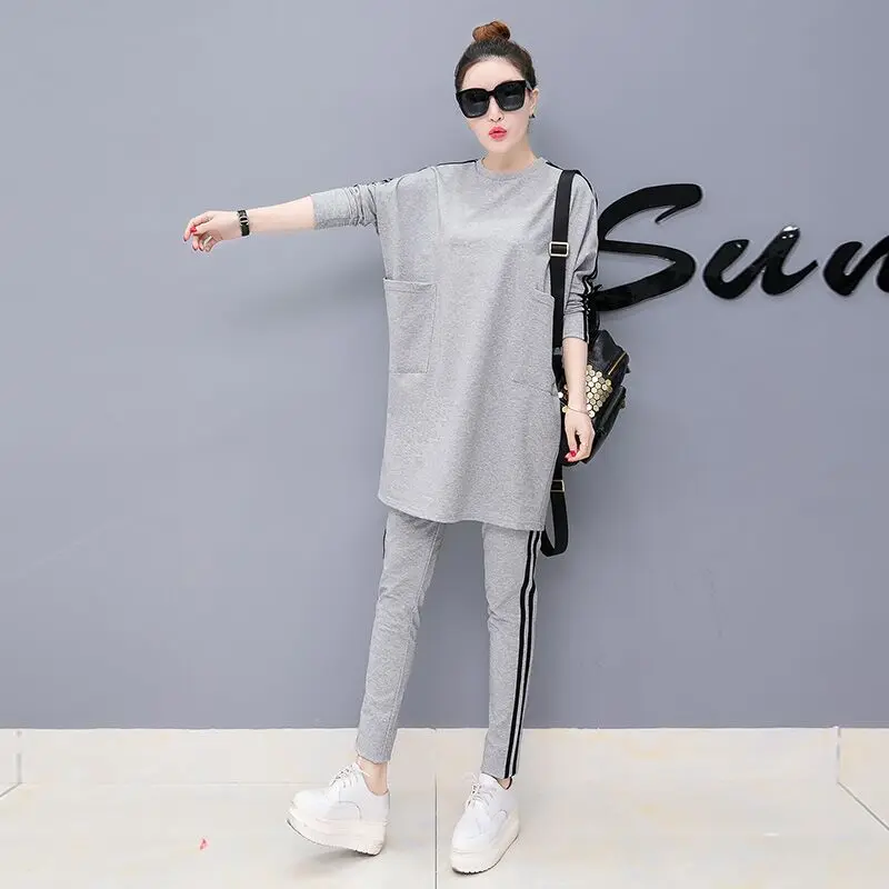 

2019 Spring New Women's Korean Fashion Casual Sportswear Suit Women Loose Sweater Spring and Autumn Fashion Sports Two-piece