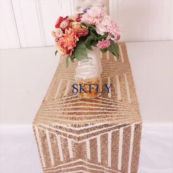 

RU007D many colors unique custom made free shipping gold navy blue silver with black back geometric sequin table runner