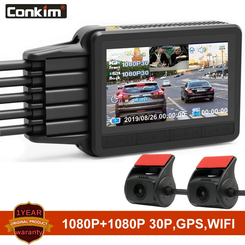 

Conkim Dash Cam 2 Cameras K2S Full HD With GPS + WIFI Speed Cam Novatek Car DVR Super Capacitor K1S Upgrade Version