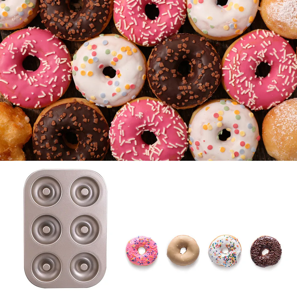 

6 Cups Non-Stick Donut Baking Pan Metal Muffin Cake Mould Cupcake Mold Microwave Kitchen Gadgets Dishwasher Decoration Tools