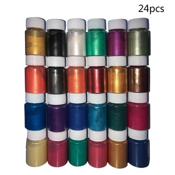 

24 Colors Cosmetic Grade Pearlescent Natural Mica Mineral Powder Epoxy Resin Dye Pearl Pigment DIY Jewelry Crafts Making Tool