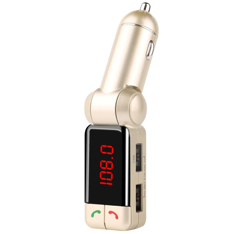 BC06B-Gold Автомобильный bluetooth-передатчик BC06B lcd MP3 fm-передатчик SD USB зарядное устройство Handsfree MP3-плеер Aux вход для телефонов iOS и Android - Название цвета: BC06B-Gold