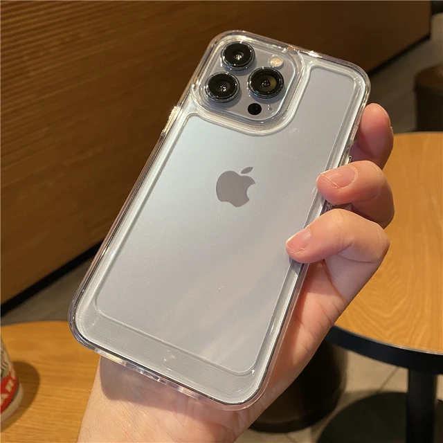 Transparent Shockproof Hard Acrylic Case For iPhone 14 13 12 Mini 11 Pro XS Max X XR 7 8 Plus Soft Silicone Bumper Clear Cover 4