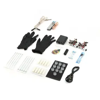 

Complete Beginner Tattoo Kit 2 Pro Machine Inks Power Supply Needle Grips Tips Tatto Accessories Basic Set Tattoo Machine