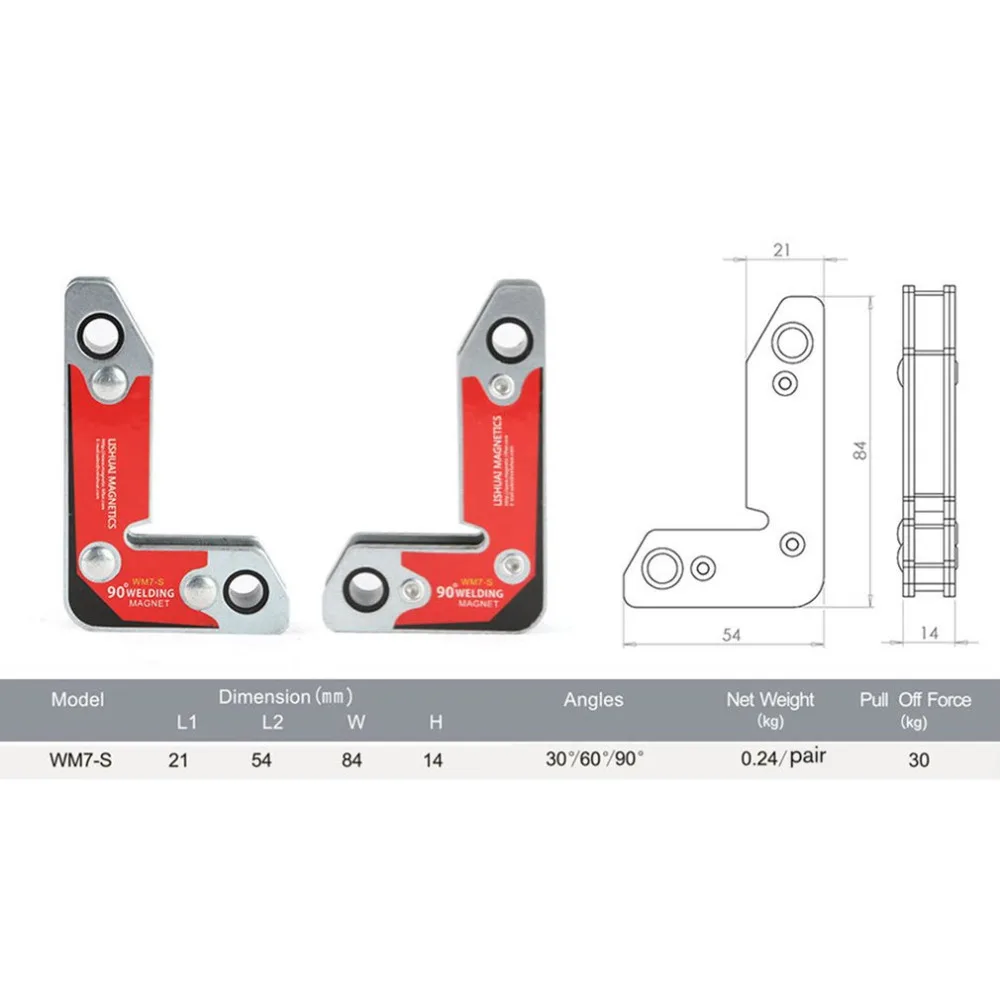 Магнитный Держатель Угловые сварочные магниты внутренний и внешний прямоугольный фиксатор 30 60 90 углов магнитный зажим WM7-S