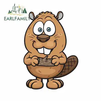 

EARLFAMILY 13cm x 9.9cm For Beaver Cartoon Car Decal Windows Car Stickers Sunscreen Decor Laptop Waterproof Personality