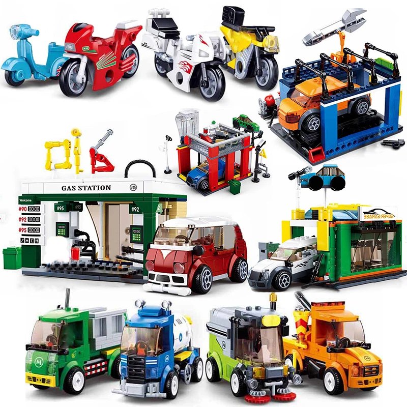 Sluban city car Technic мотоциклы автосервис модель строительные блоки наборы друзья