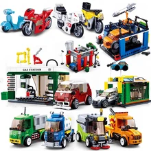 Sluban city car Technic мотоциклы автосервис модель строительные блоки