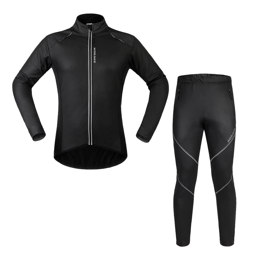Jacket And Pant WOSAWE велосипедная куртка, набор зимних тепловых светоотражающих велосипедных костюмов, флисовая ветрозащитная водоотталкивающая одежда для горного велосипеда - Цвет: Jacket And Pant