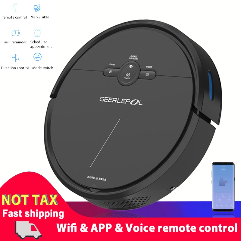 US $166.88 Robot Vacuum Cleaner Automatic Recharge With Water Tank Wet Mop Time Scheduled AutoCharge Wifi Voice APP Remote Control Cleaner