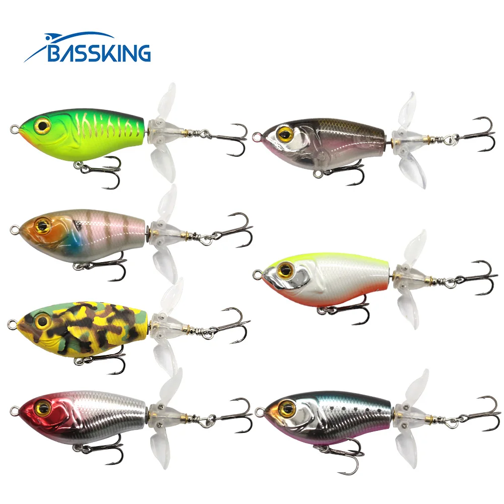 BASSKING 6Pcs Whopper Plopper Pencil Bait Kit 65mm/9g 80mm/16g Floating  Rotating Tail Fishing Lure Artificial Bait Pesca Wobbler