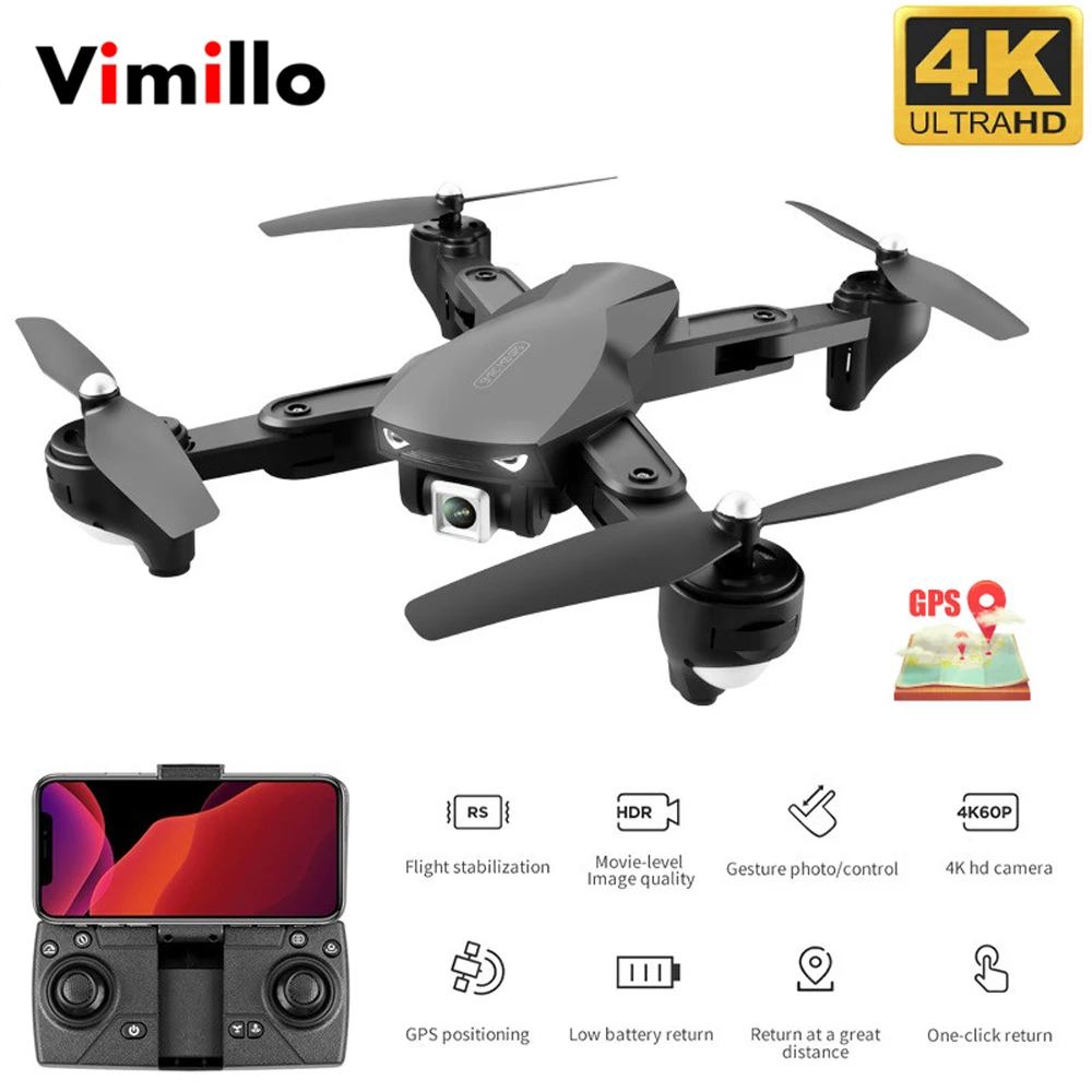 

Vimillo M20 RC Drone 4k with Camera GPS Altitude Hold HD 2.4G WIFI FPV Quadcopter Drone Helicopter Follow one key return Toys