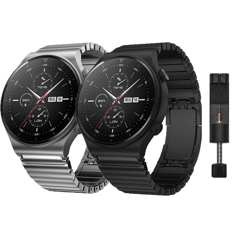 22mm Metal Strap For Huawei Watch Gt 2 Pro 2e Watch 3 46mm Honor Magic 2  Porsche Design Butterfly Clasp Stainless Steel Bracelet - Smart Accessories  - AliExpress