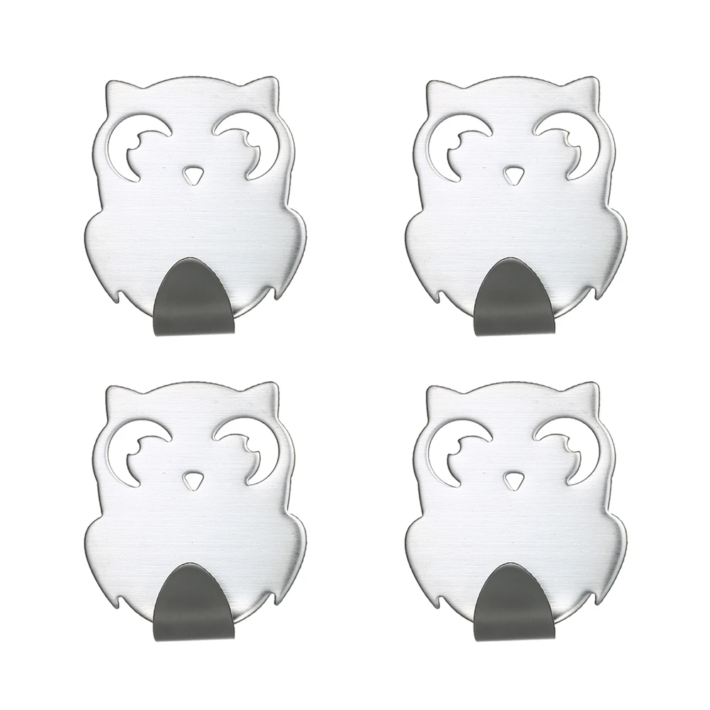 

4PCS Self Adhesive Hooks Wall Hook Coat Hanger Owl Pattern Storage Holder Home Kitchen Bathroom Towel Key Hanger