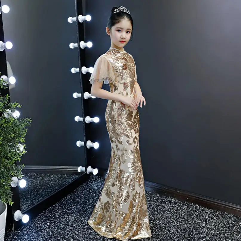 Роскошное элегантное платье русалки, расшитое блестками, тонкое сексуальное детское платье на свадьбу, день рождения, Modis, детская одежда, платье, Vestidos Y2058