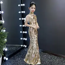 Роскошное элегантное платье русалки, расшитое блестками, тонкое сексуальное детское платье на свадьбу, день рождения, Modis, детская одежда, платье, Vestidos Y2058