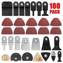 

100 Pcs Saw Blades Set Multi-Function Oscillating Saw Blades Multi Wood Cutting Kit Quick Release Saw Blades for Metal/wood Tool